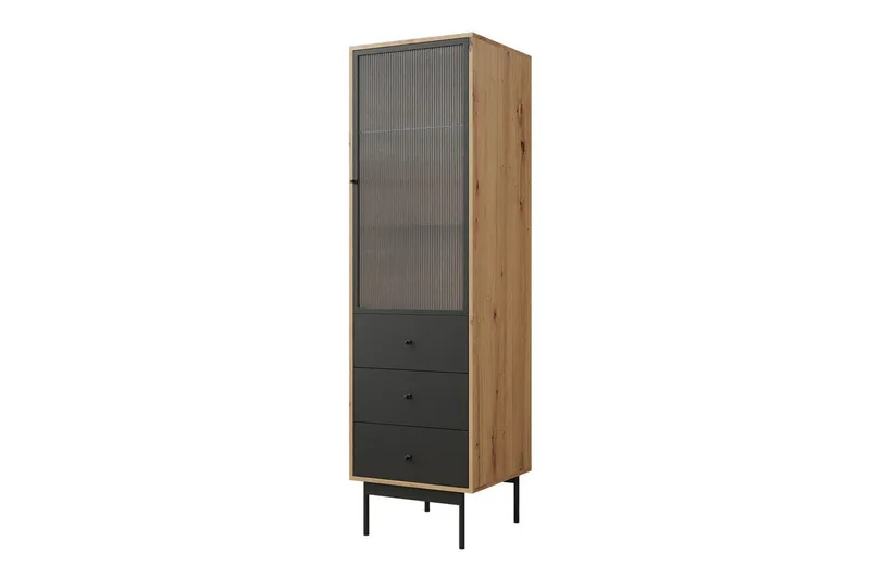 Kintore Smalt Vitrinskåp 48 cm djup 52 cm bred 180 cm hög Trä, Svart