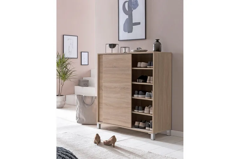 Skoskåp Wohnling melaminbelagd MDF, skjutdörrar, för 20 par Sonoma - Sonoma - Products - Förvaring - Skåp - Förvaringsskåp