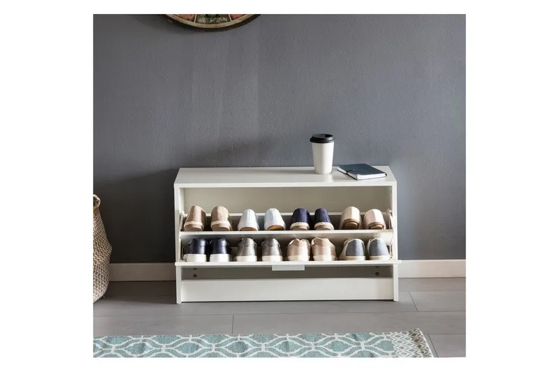 Skoskåp Wohnling SPLIT med fällbara fack, foliebelagd spånskiva Vit - Vit - Products - Förvaring - Skåp - Förvaringsskåp