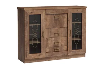 Tadeusz Lågt Vitrinskåp 44 cm djup 140 cm bred 110 cm hög Trä - Brun - Products - Förvaring - Skåp - Vitrinskåp