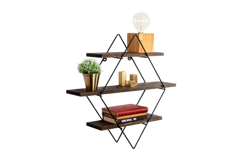 Gyllenlack Vägghylla 60x15 cm 3 Hyllor - Svart/Mörkbrun - Products - Förvaring - Småförvaring - Väggförvaring
