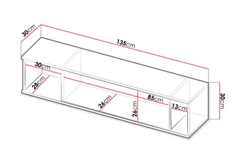 Querty Vägghylla 135x30x30 cm - Natur/Svart - Products - Förvaring - Småförvaring - Väggförvaring
