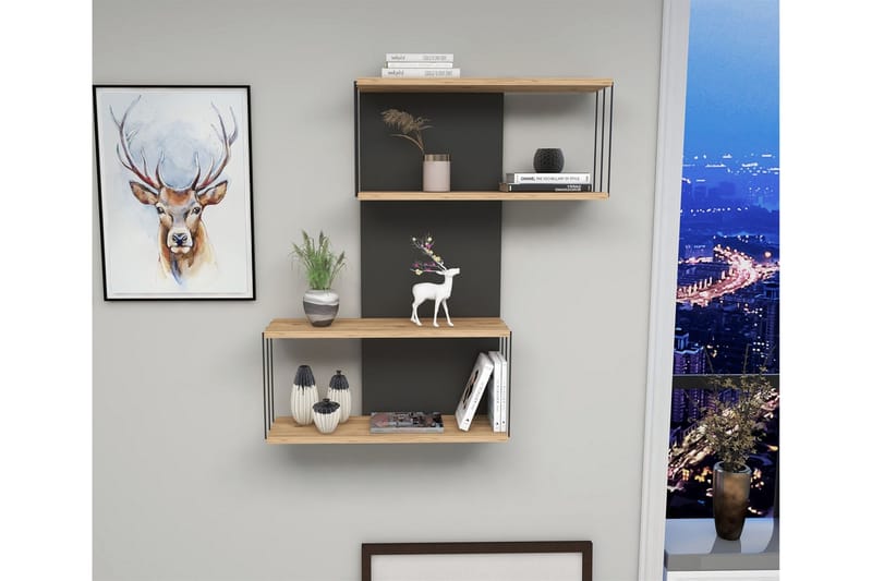 Riyana Vägghylla 19x65 cm - Antracit/Natur - Products - Förvaring - Småförvaring - Väggförvaring