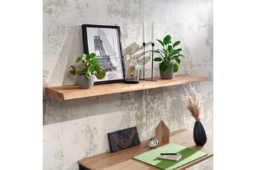 Vägghylla Wohnling träkant, massivt trä, flytande hylla, lantlig stil 140 cm - 140 cm - Products - Förvaring - Småförvaring - Väggförvaring