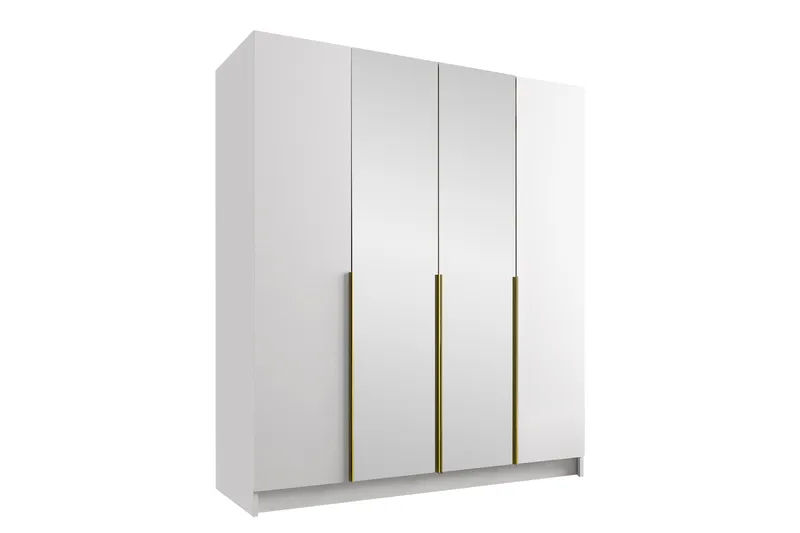 Vadstena Garderob med Spegel 200 cm, Vit/Guld