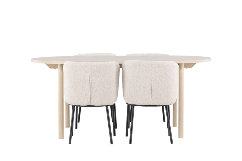 Andy Matgrupp 180 cm Oval med 4 Agnes stolar - Whitewash/Vit - Products - Möbler - Bord & matgrupp - Matgrupp