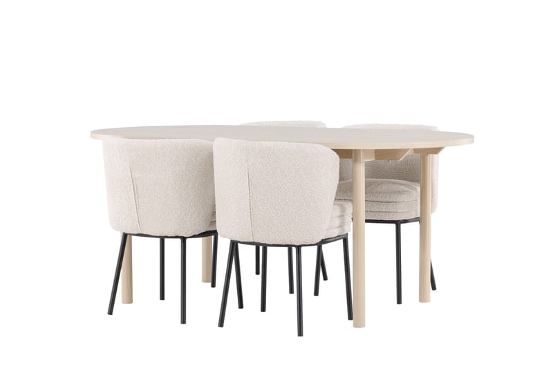 Andy Matgrupp 180 cm Oval med 4 Agnes stolar - Whitewash/Vit - Products - Möbler - Bord & matgrupp - Matgrupp
