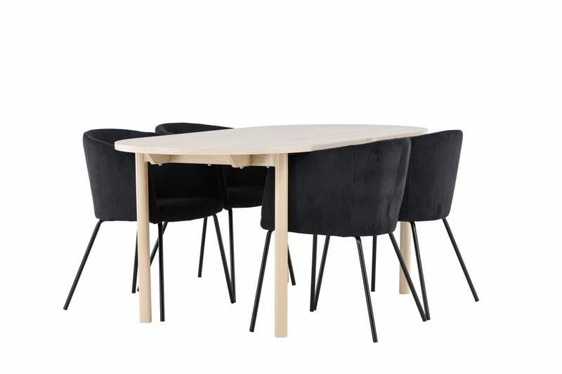 Andy Matgrupp 180 cm Oval med 4 Berit stolar - Whitewash/Svart - Products - Möbler - Bord & matgrupp - Matgrupp