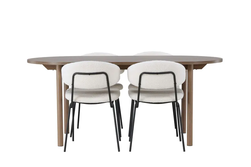 Andy Matgrupp 180 cm Oval med 4 Chico Stolar, Natur