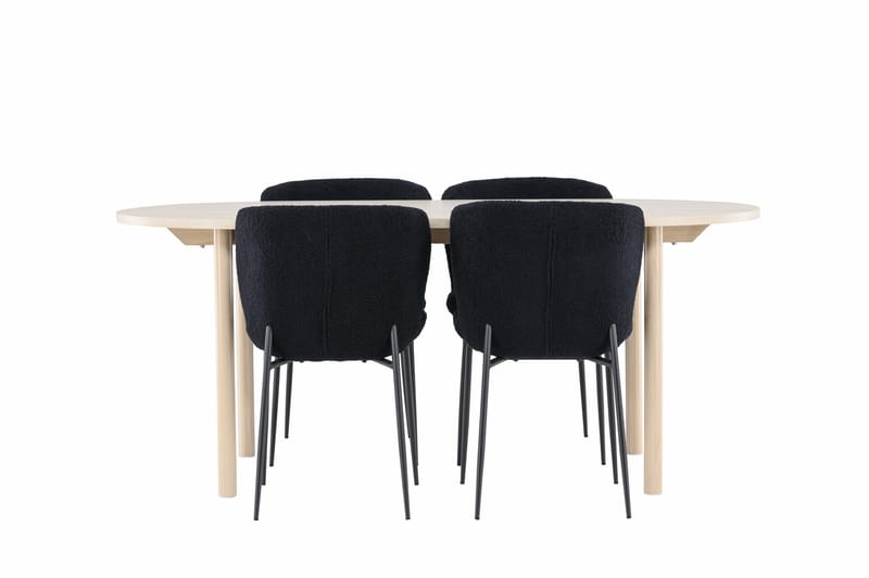 Andy Matgrupp 180 cm Oval med 4 Modesto stolar - Whitewash/Svart - Products - Möbler - Bord & matgrupp - Matgrupp