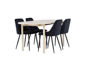 Andy Matgrupp 180 cm Oval med 4 Night stolar - Whitewash/Svart - Products - Möbler - Bord & matgrupp - Matgrupp