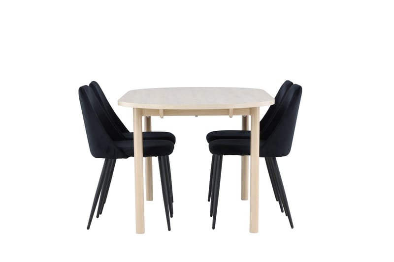 Andy Matgrupp 180 cm Oval med 4 Night stolar - Whitewash/Svart - Products - Möbler - Bord & matgrupp - Matgrupp