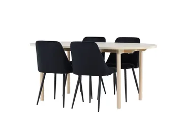 Andy Matgrupp 180 cm Oval med 4 Night stolar - Whitewash/Svart - Products - Möbler - Bord & matgrupp - Matgrupp