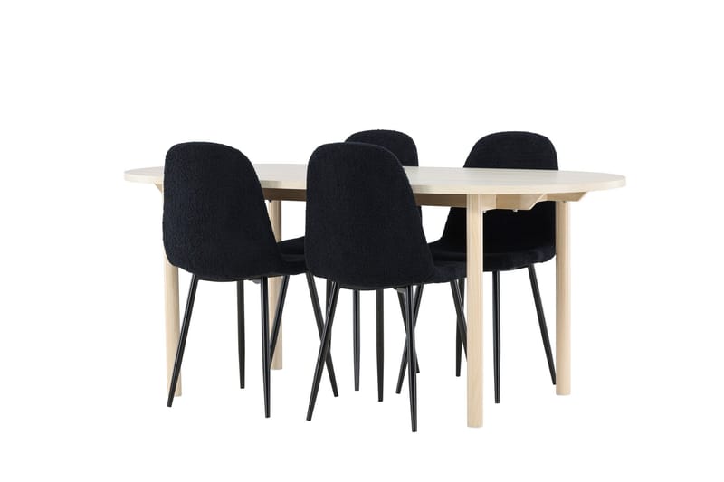 Andy Matgrupp 180 cm Oval med 4 Polar stolar - Whitewash/Svart - Products - Möbler - Bord & matgrupp - Matgrupp