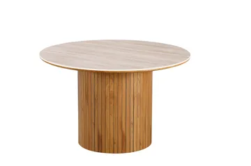 Arvo Matbord Rund 120 cm Travertinlook, Ek