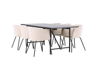 Astrid Matgrupp 200 cm Rektangulär med 6 Berit stolar - Beige - Products - Möbler - Bord & matgrupp - Matgrupp