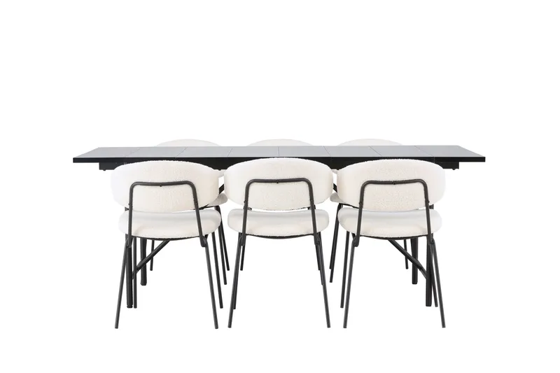 Astrid Matgrupp 200 cm Rektangulär med 6 Chico Stolar, Svart
