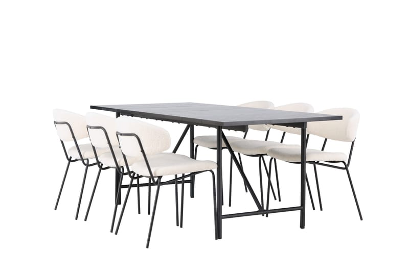 Astrid Matgrupp 200 cm Rektangulär med 6 Chico Stolar - Svart - Products - Möbler - Bord & matgrupp - Matgrupp