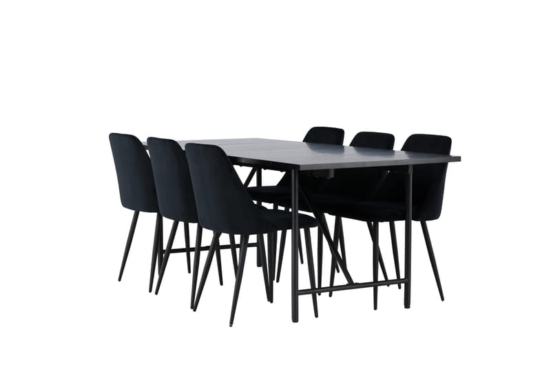 Astrid Matgrupp 200 cm Rektangulär med 6 Night stolar - Svart - Products - Möbler - Bord & matgrupp - Matgrupp