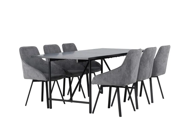 Astrid Matgrupp 200 cm Rektangulär med 6 Rosie stolar - Svart - Products - Möbler - Bord & matgrupp - Matgrupp