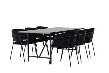 Astrid Matgrupp 200 cm Rektangulär med 6 Selma Stolar - Svart - Products - Möbler - Bord & matgrupp - Matgrupp