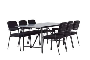 Astrid Matgrupp 200 cm Rektangulär med 6 Yesterday stolar - Svart - Products - Möbler - Bord & matgrupp - Matgrupp