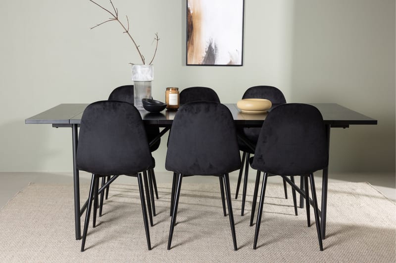 Astrid Matgrupp 200 cm Rektangulär med 6 Polar stolar - Svart - Products - Möbler - Bord & matgrupp - Matgrupp