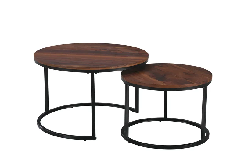 Alex Satsbord 76 cm Runt, Valnöt/Svart