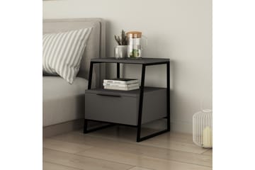 Bodsjö Sängbord 45 cm med Förvaring Hylla + Lucka - Grå/Svart - Products - Möbler - Bord & matgrupp - Avlastningsbord & sidobord - Sängbord & nattduksbord