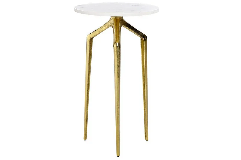 Fiori Sidobord 30 cm, Vit/Guld
