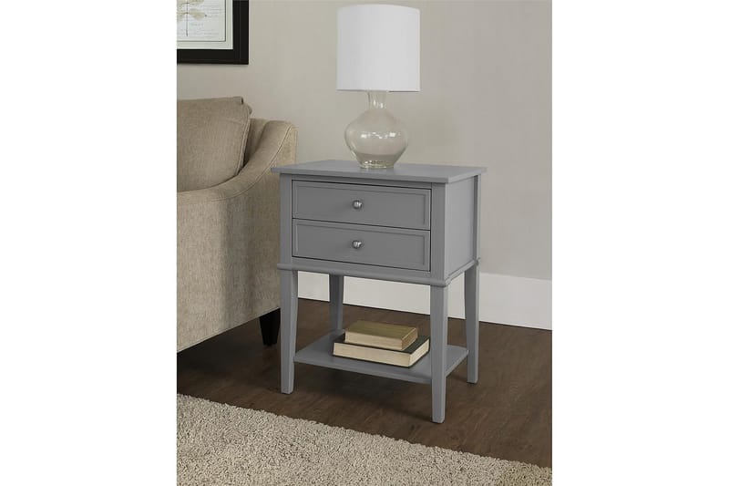 Franklin Sidobord 56 cm 2 Lådor Grå - Dorel Home - Products - Möbler - Bord & matgrupp - Avlastningsbord & sidobord - Brickbord & småbord