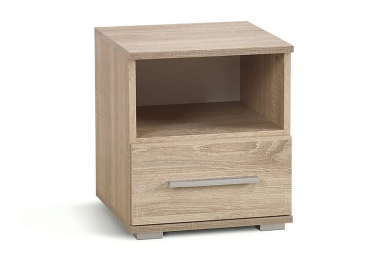 Lima Sängbord 40 cm med Förvaring Låda + Hylla, Ekfärg