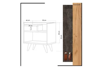 Mod Design Sängbord 50 cm med Förvaring Låda + Hylla Läderbe - Grå/Trä - Products - Möbler - Bord & matgrupp - Avlastningsbord & sidobord - Sängbord & nattduksbord