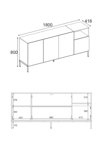Morlen Konsol 180x80x41,8 cm - Sandstone, Natural Oak, Black - Products - Möbler - Bord & matgrupp - Avlastningsbord & sidobord - Konsolbord & hallbord