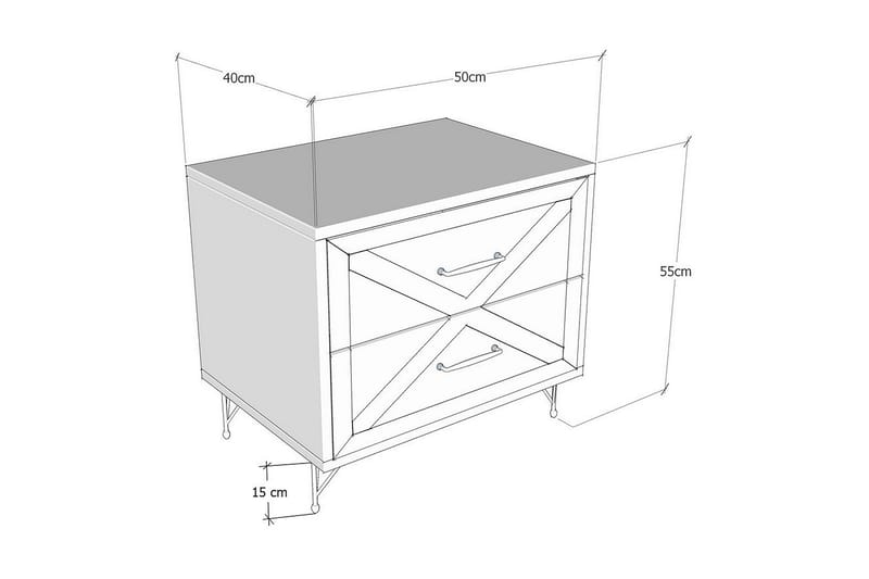 Myrvallen Sängbord 50 cm med Förvaring 2 Lådor - Grå/Brun - Products - M öbler - Bord & matgrupp - Avlastningsbord & sidobord - Sängbord & nattduksbord