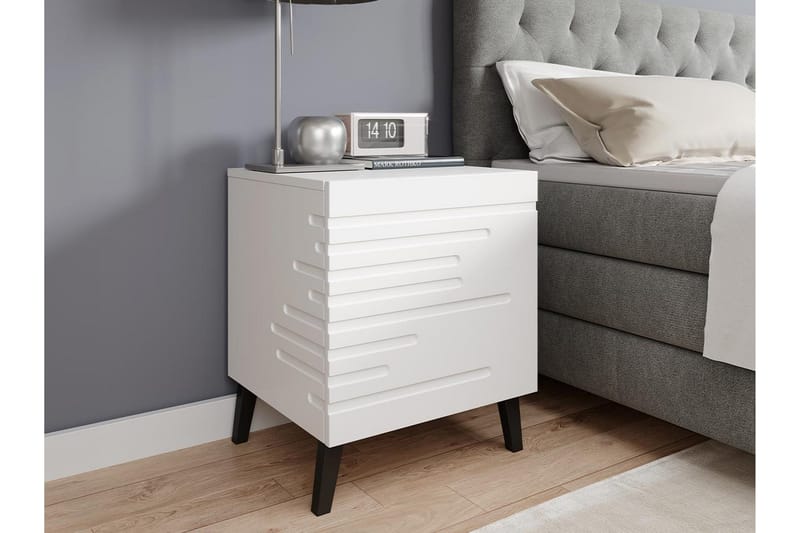 Novaj Sängbord 44 cm - Matt Vit/Svart - Products - Möbler - Bord & matgrupp - Avlastningsbord & sidobord - Sängbord & nattduksbord