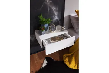 Sängbord Wohnling med låda för väggmontering, svävande utseende Vit - Vit - Products - Möbler - Bord & matgrupp - Avlastningsbord & sidobord - Sängbord & nattduksbord