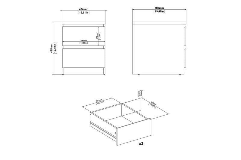Salomns Sängbord 40,4 cm - Grå - Products - Möbler - Bord & matgrupp - Avlastningsbord & sidobord - Sängbord & nattduksbord