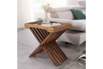 Sido bord Wohnling Rustik massivt trä hopfällbar korsbensdesign lantligt - Products - Möbler - Bord & matgrupp - Avlastningsbord & sidobord - Brickbord & småbord