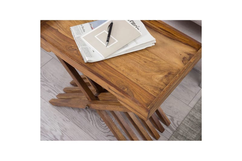 Sido bord Wohnling Rustik massivt trä hopfällbar korsbensdesign lantligt - Products - Möbler - Bord & matgrupp - Avlastningsbord & sidobord - Brickbord & småbord