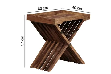 Sido bord Wohnling Rustik massivt trä hopfällbar korsbensdesign lantligt - Products - Möbler - Bord & matgrupp - Avlastningsbord & sidobord - Brickbord & småbord
