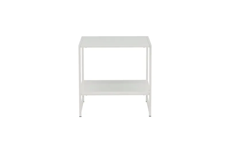 Staal Sidobord med Hylla, Vit