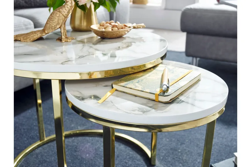 Willowdale Satsbord 80 cm Runt - Vit/Grå - Products - Möbler - Bord & matgrupp - Avlastningsbord & sidobord - Satsbord