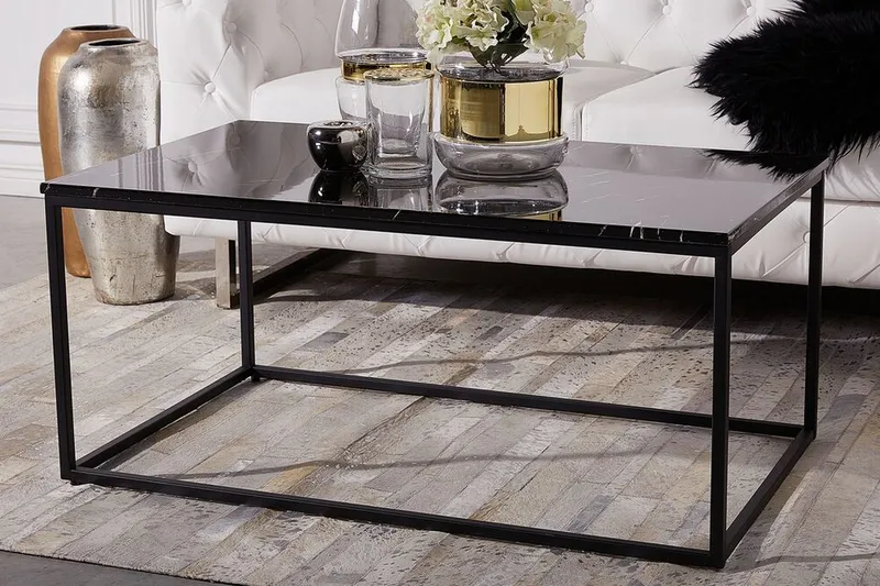 Barreras Soffbord 100 cm Marmormönster - Svart - Products - Möbler - Bord & matgrupp - Marmorbord