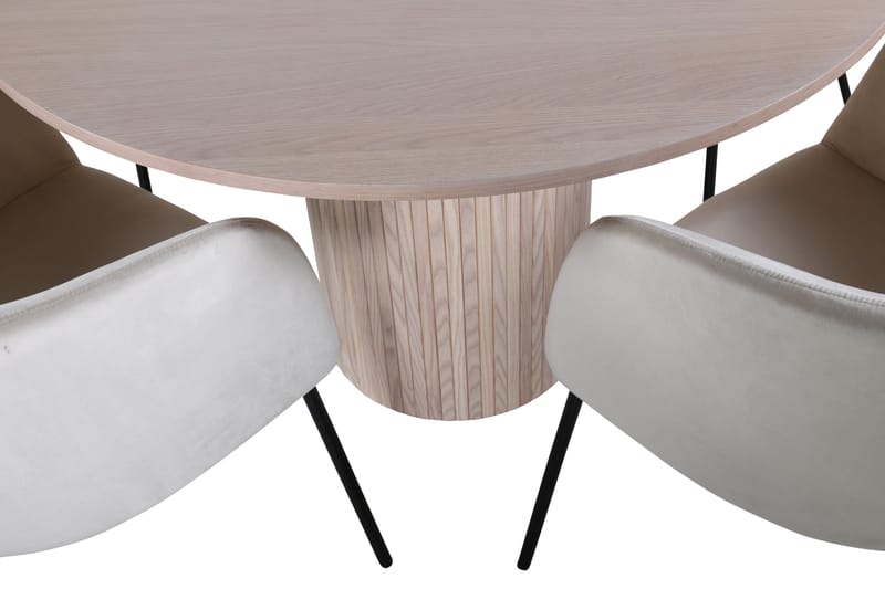 Bianca Matgrupp 110 cm Rund med 4 Berit stolar - Beige - Products - Möbler - Bord & matgrupp - Matgrupp