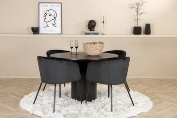 Bianca Matgrupp 110 cm Rund med 4 Berit stolar - Svart - Products - Möbler - Bord & matgrupp - Matgrupp