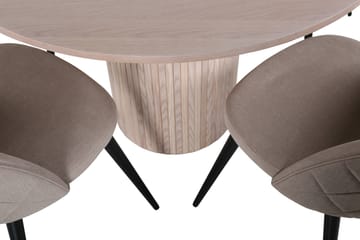Bianca Matgrupp 110 cm Rund med 4 Velvet stolar - Beige - Products - Möbler - Bord & matgrupp - Matgrupp