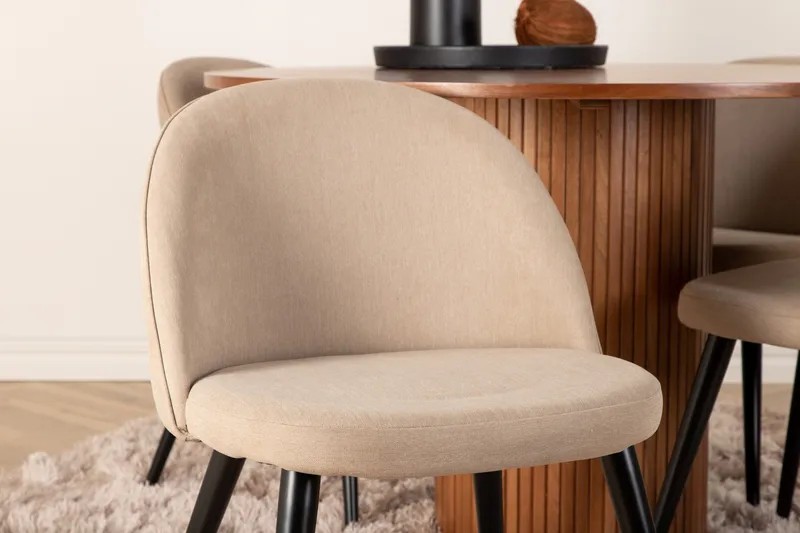 Bianca Matgrupp 110 cm Rund med 4 Velvet stolar - Beige - Products - Möbler - Bord & matgrupp - Matgrupp