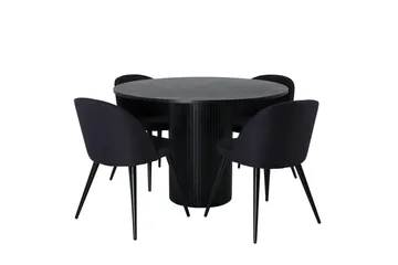 Bianca Matgrupp 110 cm Rund med 4 Velvet stolar
