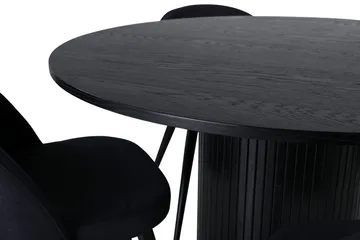 Bianca Matgrupp 110 cm Rund med 4 Velvet stolar - Svart - Products - Möbler - Bord & matgrupp - Matgrupp